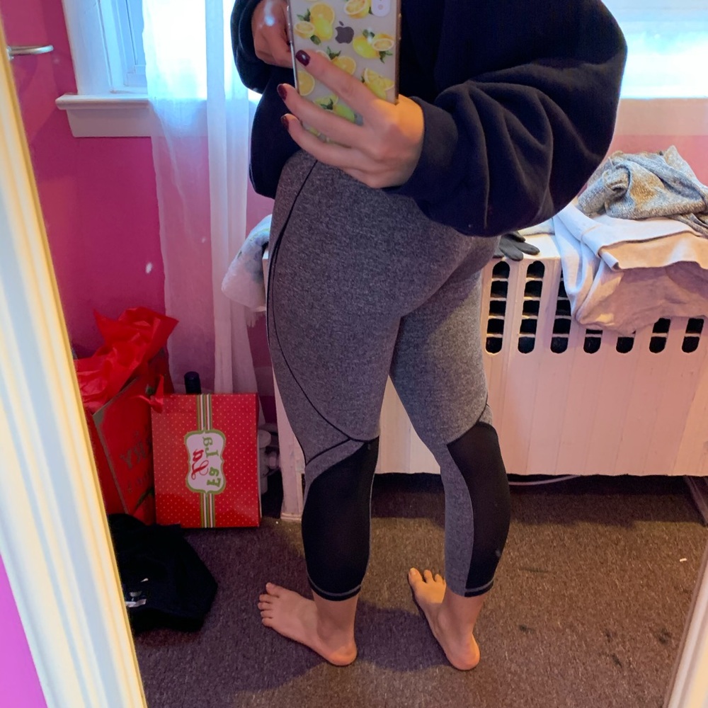 Gray and black workout pants